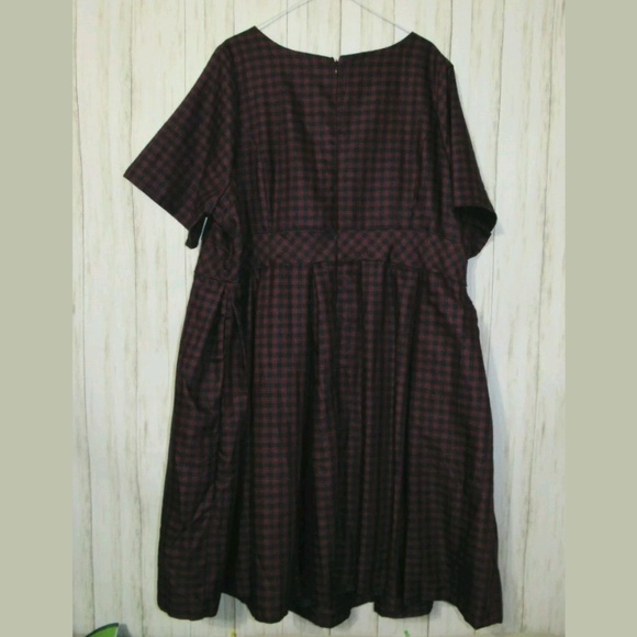 4X Modcloth Plus Size Retro Red Plaid Dress - Picture 5 of 8